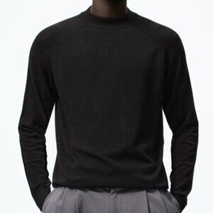 Zara Black Heavyweight Mock Neck Long Sleeve Sweater Top Large